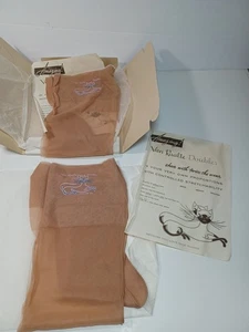 2 Pairs Van Raalte Doubles Nylon Stockings Size 9.5 Reinforced Heel/Toe New - Picture 1 of 7