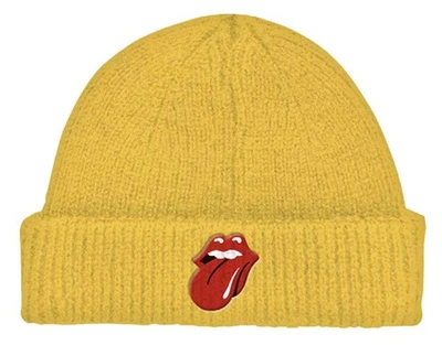 The Rolling Stones Beanie Hat 72 Tongue Band Logo Nuovo Ufficiale Giallo Roll Up - Immagine 1 di 3