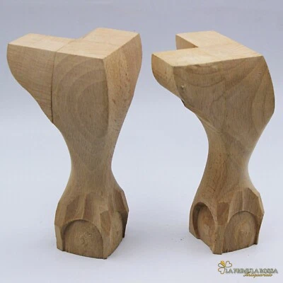 Piedi gambe in legno per restauro vetrina pouf sgabello ricambi mobili antichi - Immagine 1 di 3