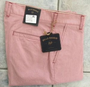 BRAND NEW-Bills khakis PP-PSTO PARKER PANT SZ 32 PINCORD STRIPE TOMATO $165 - Picture 1 of 3