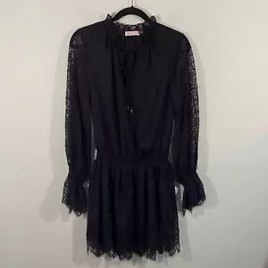Ramy Brook Women's Black Lace Sheer Long Sleeve Mini Dress Size S Goth Party - Picture 1 of 9