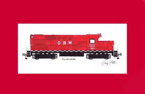 Green Bay & Western RS11 #309 11""x17"" estampado enmarañado firmado por Andy Fletcher - Imagen 1 de 1