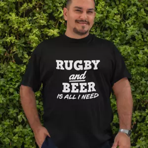 RUGBY and BEER is all I need T-SHIRT (union league try lad alcohol lager pub) - Bild 1 von 21