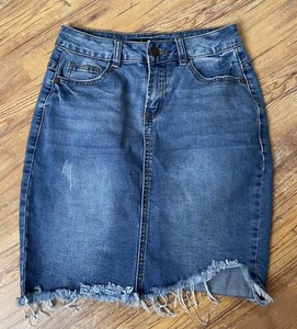 Jeansrock Mit Fransen Minirock Blau Größe S - Bild 1 von 3