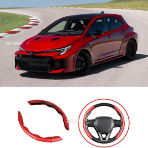 15" Carbon Fiber Red Car Steering Leather Wheel Booster Cover For Toyota Corolla - Picture 1 of 17