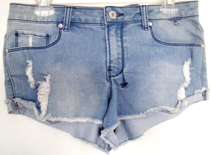 Face Off DENIM SHORTS cut offs Frayed & Distressed Booty shorts 32W ~Women sz 10 - Picture 1 of 5