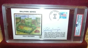 JOHNNY MIZE BALLPARK SERIES POLO GROUNDS FIRST DAY COVER SIGNED AUTO SLABBED PSA - Picture 1 of 2