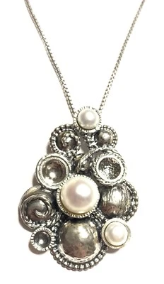 NUEVO SIN ETIQUETAS O Paz Plata de Ley 925 Perla Blanca Burbuja Colgante Hecho en Israel PZ Foto 1 de 4