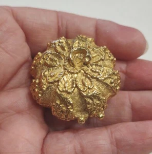 Vintage Estee Lauder Signed Gold Tone Flowering Pumpkin Perfume Compact M34 - Picture 1 of 5