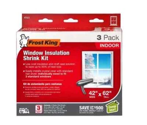 Indoor Window Insulation Kit-Shrink tape included (3 per Pack) FAST FREE SHIP - Picture 1 of 6