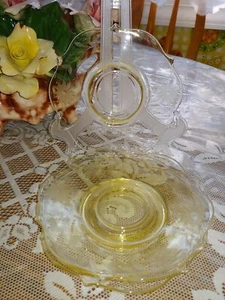 Vintage Depression Glass Saucer, Jubilee, Yellow, Lancaster Glass Co. - Picture 1 of 3