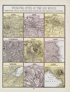 1887 Cram's Map Principal Cities of the Old World: London, Paris, Berlin... - Bild 1 von 1