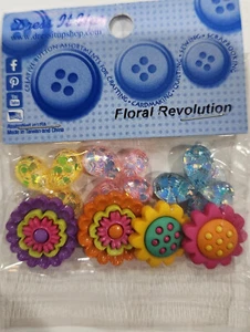 Dress It Up Sparkle Floral Revolution Butterfly Flower Buttons - 082 - Picture 1 of 1