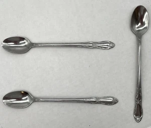 Fenway Daydream Lot of 3 Oneida LTD Wm A. Rogers Stainless Iced Tea Spoons - Picture 1 of 4