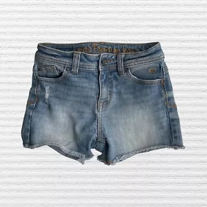 Justice Girls Distressed Cut-Off Jeans Shorts Faded Blue Denim Size 12S - Picture 1 of 11