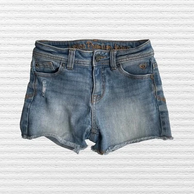Justice Girls Distressed Cut-Off Jeans Shorts Faded Blue Denim Size 12S - Image 1 of 4