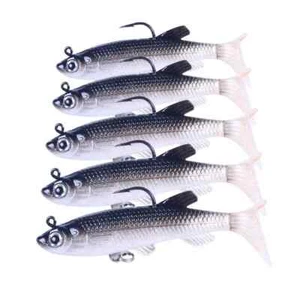 5PCS/Pack Soft Rubber Ice Fishing Lure 7.5cm/12.5g Fish Bait Bass Paddle Tail - Picture 1 of 10