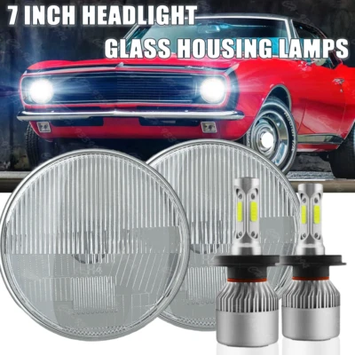 Faros LED redondos de 7 pulgadas para camioneta Dodge D100 D200 D300 haz sellado alto/bajo 2x Foto 1 de 4