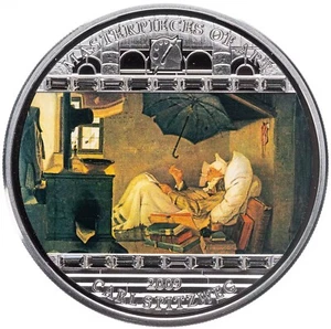 Cook  2009 Masterpieces of Art Carl Spitzweg The poor Poet 3 oz Silver Coin - Picture 1 of 9