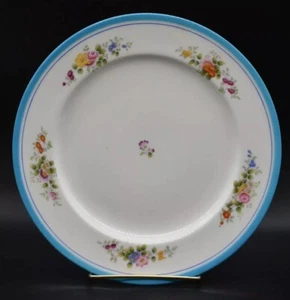 Minton English Hand Painted Flowers & Blue Trim 10 1/4" Dinner Plate (B441) - Picture 1 of 10