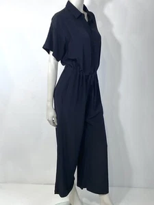 Mono EILEEN FISHER XXS Negro Cuello Crepé Pierna Ancha Nuevo con Etiquetas - Imagen 1 de 8