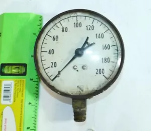 Misuratore di pressione vintage 200 psi cenere non testato con molta usura decorazione steampunk - Foto 1 di 12