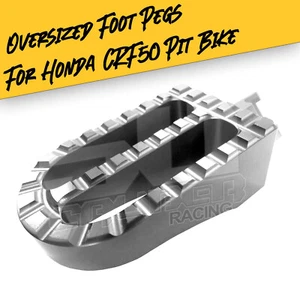 Oversized Billet Foot Pegs Fit Larger Riders for Honda CRF50 Pit Bike Raw Finish - Picture 1 of 5