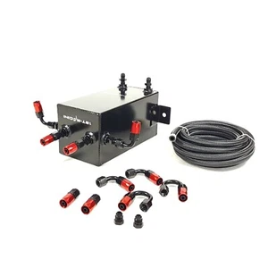 4L 4000ML Universal Complete Fuel Surge Tank Swirl Pot System kit AN6 Black - Picture 1 of 5