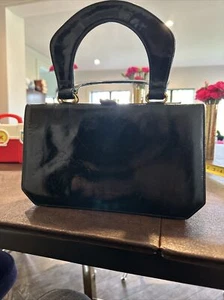 Vintage EUC 1950s Susan Gail Calf Leather Accordian Tophandle Handbag Purse FAST - Picture 1 of 12