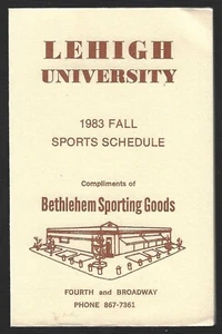1983 Lehigh University College Fußball Feld Hockey Volleyball Zeitplan - Bild 1 von 1