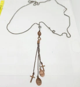 Sterling Silver Dyadema Lariat Popcorn Chain Rosary Rose Gold Over 925 Necklace - Picture 1 of 9