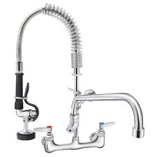 VEVOR 21"-47" Commercial Pre-rinse Faucet Wall Mount Sink Faucet 8" w/ Sprayer