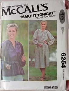 McCALLs 6254 Vintage 70er KLEID Prärie runde Passe lose ein Umschlag ungeschnittenes Muster - Bild 1 von 8