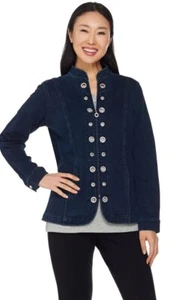 QUACKER FACTORY Size Medium DreamJeannes Glam Grommet Jacket Blue - Picture 1 of 10