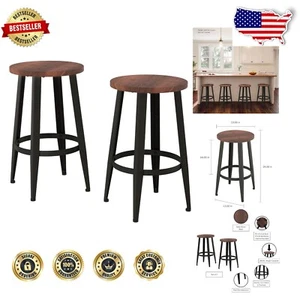 Modern Barstool Set of 2 – 24-Inch Backless Design for Kitchens and Dining Rooms - Picture 1 of 10