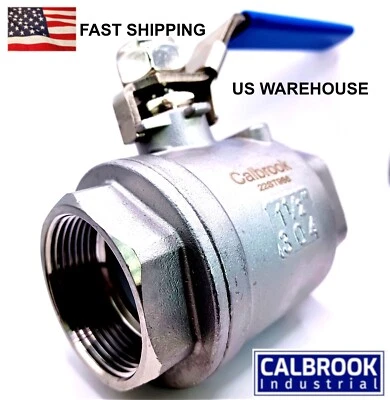 1-1/2" Full Port Ball Valve 304 Stainless Steel 2P FNPT 1000 WOG- LOCKING HANDLE - Image 1 of 4