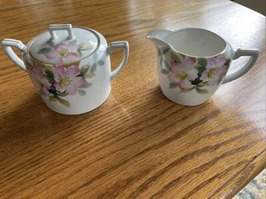 Noritake Azalea Creamer and Sugar Bowl Gold Rim - Picture 1 of 4
