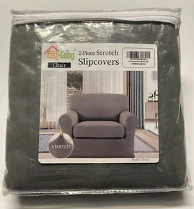 Easy-Going 2 Piece Stretch Slipcover, Chair, Grey - Picture 1 of 2