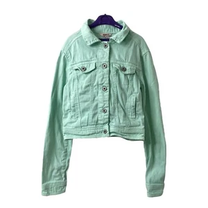 Girls Size XS Denim Jacket Arizona Jeans Co. Green Long Sleeve Cropped - Picture 1 of 13