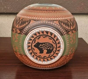 AUTHENTIC ETCHED NAVAJO SIGNED ERNEST WATCHMAN LARGE POTTERY VASE 10” X 8” - Picture 1 of 13
