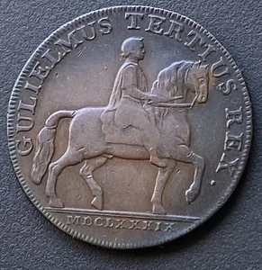 1791 Hull Half Penny Token Copper William III On Horse Condor Trade Coin Lot G4 - Picture 1 of 3