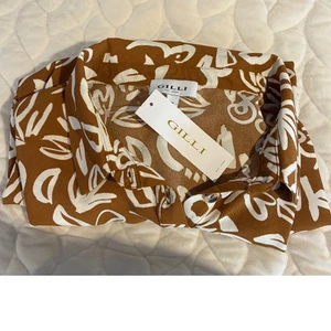 NWT Gilli Sleeveless Dress Brown White Floral Print Drawstring Waist Casual 2X - Picture 1 of 5