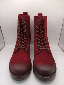 NEW Frye Veronica Combat Leather Boots In Wine Size 7.5M US Womens - Picture 1 of 19