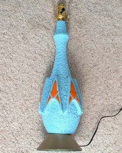 Excellent 1950's MCM Volcanic Lamp Turquoise with Orange highlights - Picture 1 of 10