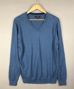 Maglione Croft & Barrow uomo blu medio pullover scollo a V manica lunga misto cotone - Foto 1 di 12