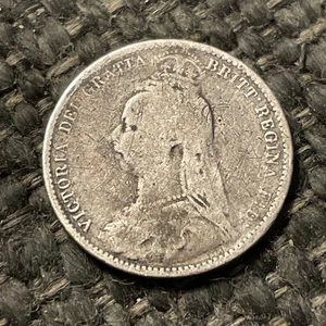 1890 Großbritannien Großbritannien Silber Sixpence Münze. Queen Victoria! - Bild 1 von 2