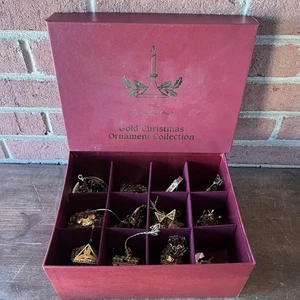 Danbury Mint 2002 Set of 12 23k Gold Played Christmas Ornaments In Box - Picture 1 of 14