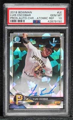 2018 Bowman Chrome Prospect Atomic Refractor Luis Escobar PSA 10 GEM MT Auto - Image 1 of 2