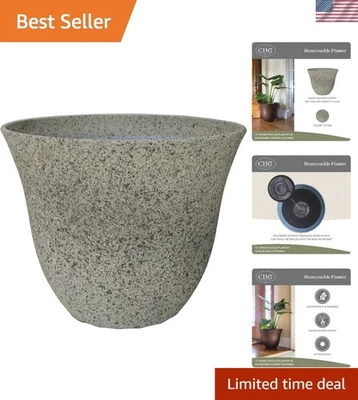 15英寸经典金银花树脂种植器-轻质防紫外线优雅 — 第 1/4 张图片