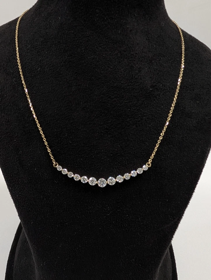 1.5CT Graduated Diamond Tennis Necklace Lab Grown Diamond - 14K Solid Gold - Image 1 of 3